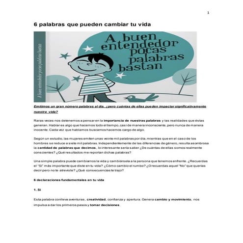 6 palabras que pueden cambiar tu vida | DOCX