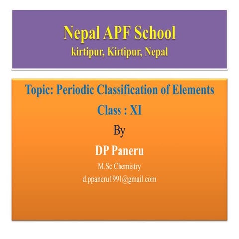 Periodic classification of elements Grade-11
