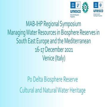 MAB-IHP Regional Symposium: Managing Water Resources in Biosphere Reserves in SEE and Med