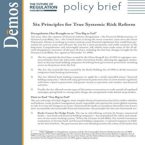 Six Principles for True Systemic Risk Reform
