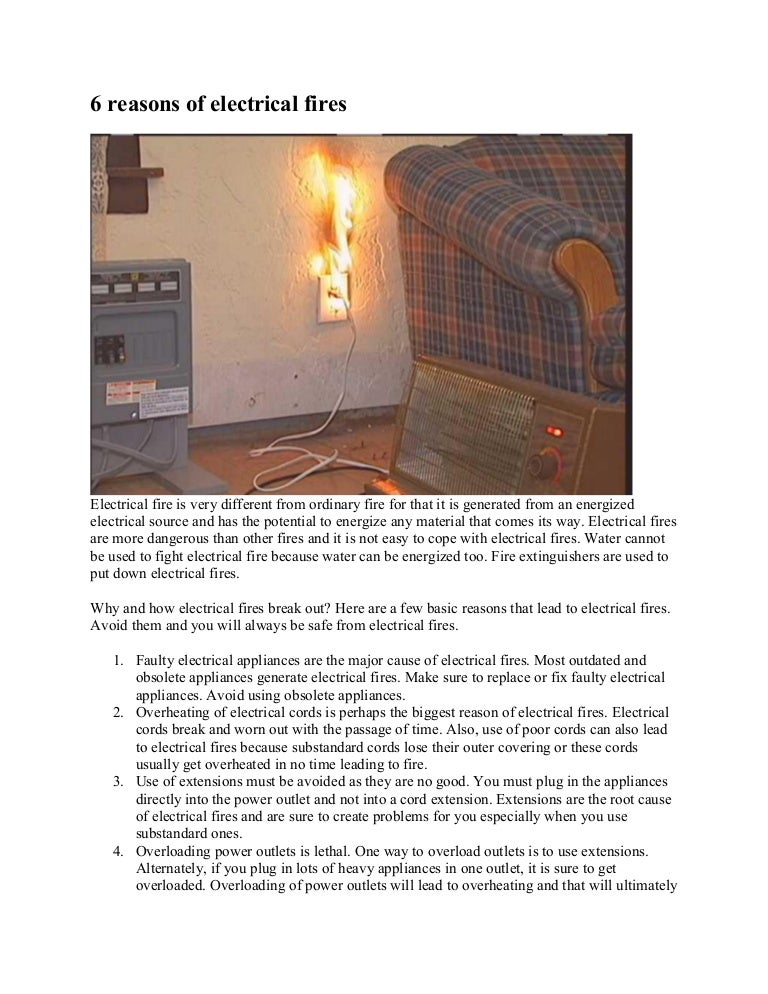 6 reasons of electrical fires