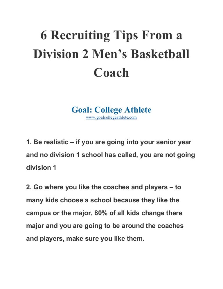 6 Recruiting Tips From a College Basketball Coach