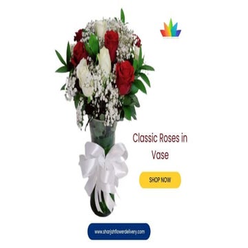 6 Red 6 White Roses Vase Online | PPTX