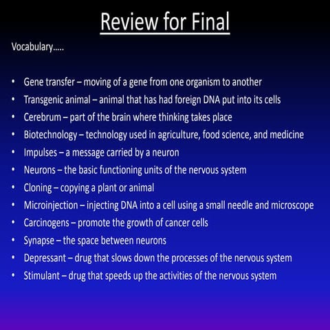 Foundation Science FINAL TEST REVIEW