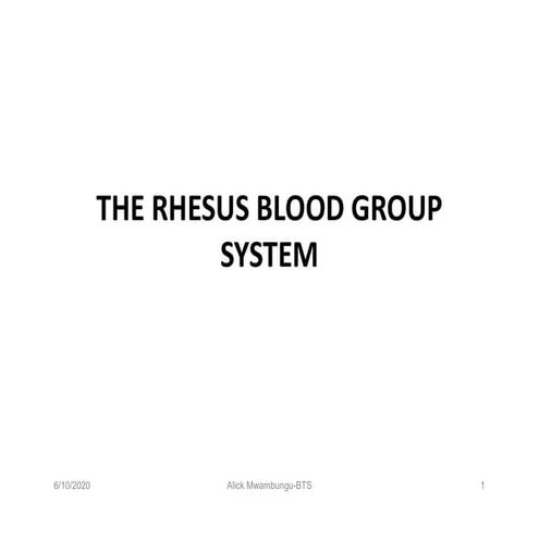 Rh Blood Group System | PPT