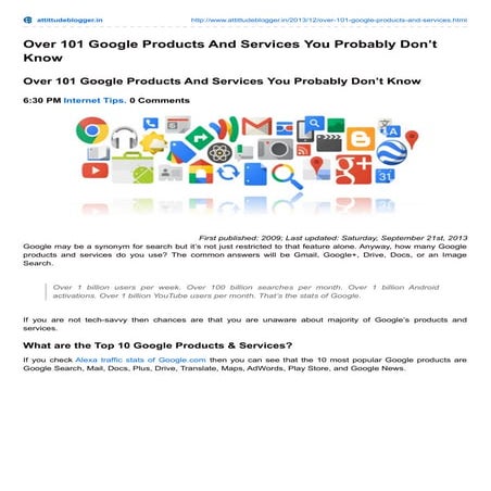 Over 101 google products and services you probably dont know