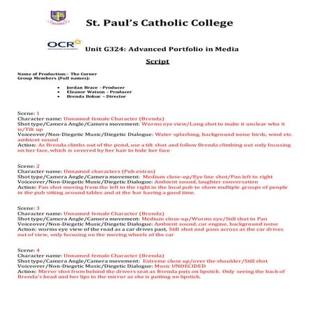  script  'The Corner' 