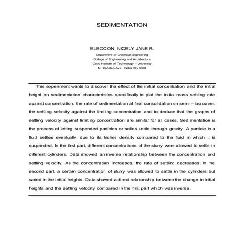 Sedimentation