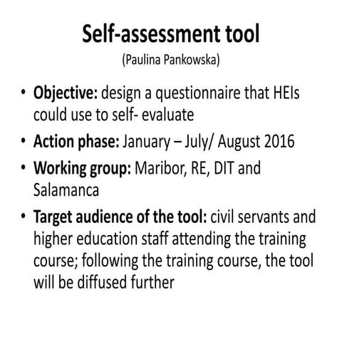 Self-Assessment Tool, by Paulina Pankowska