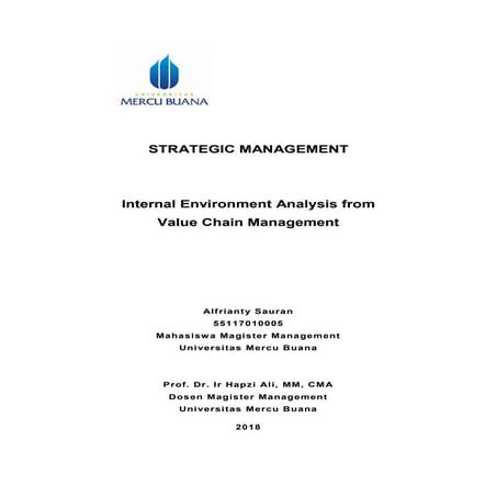Internal Environment Analysis from Value Chain Management | PDF