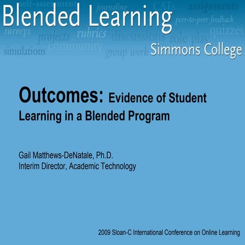 Outcomes: Evidence of Student Learning in a Blended Program