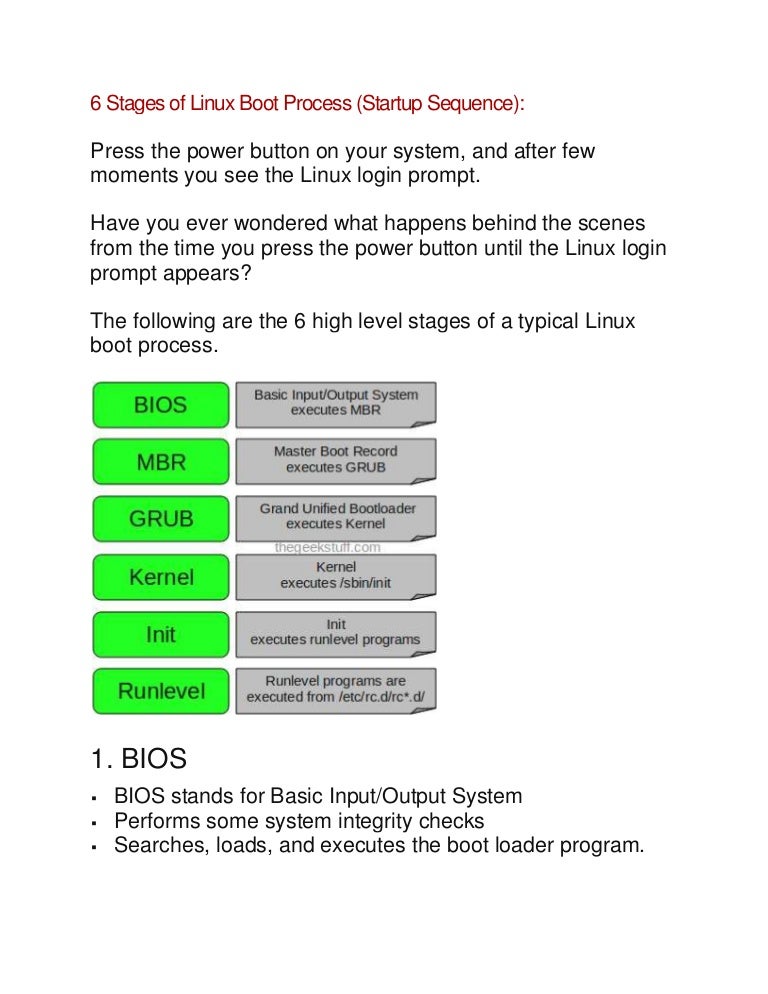 6 stages of linux boot process