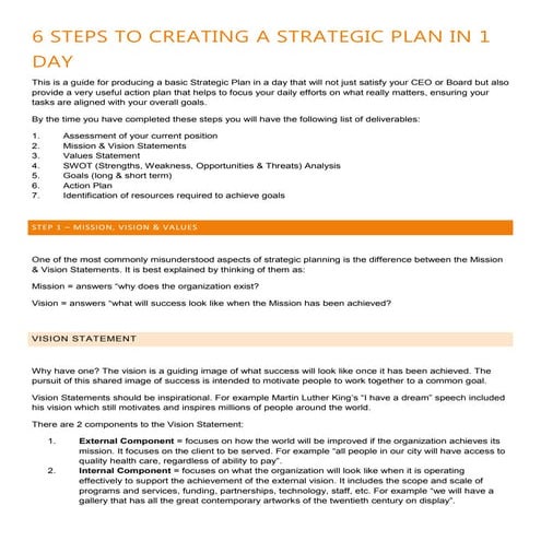 6 steps to creating a strategic plan in 1 day