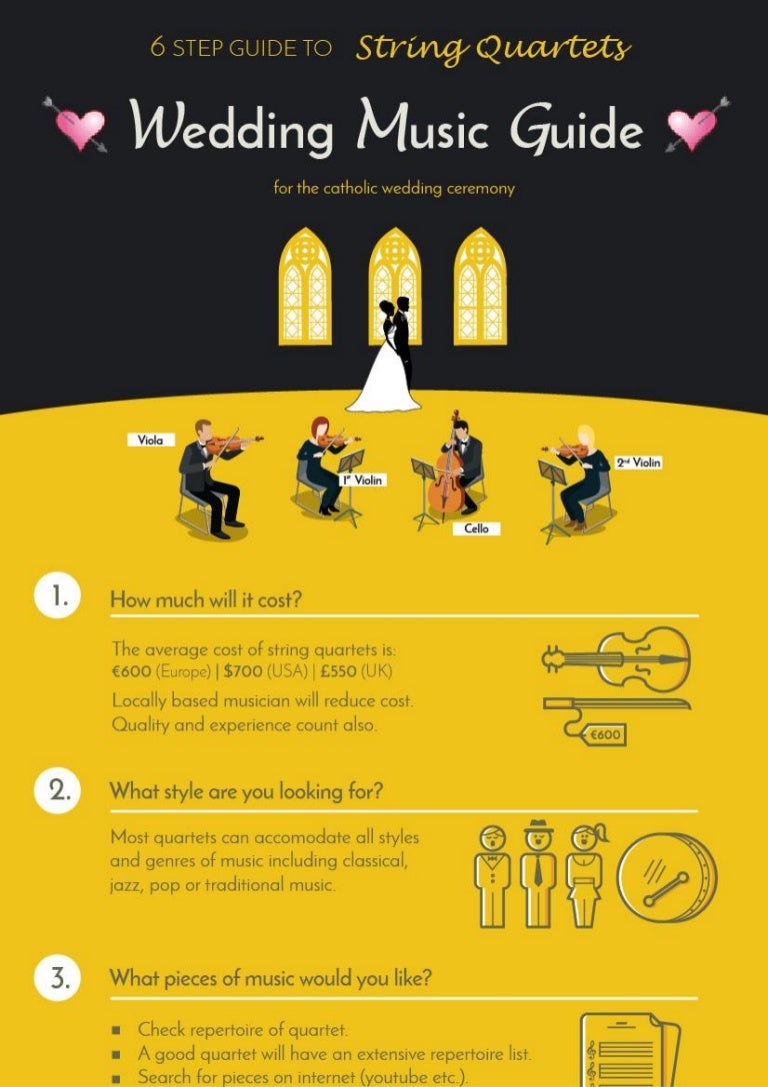 6 step wedding ceremony guide string quartet infographic