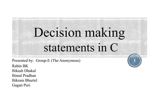 Decision making statements in C