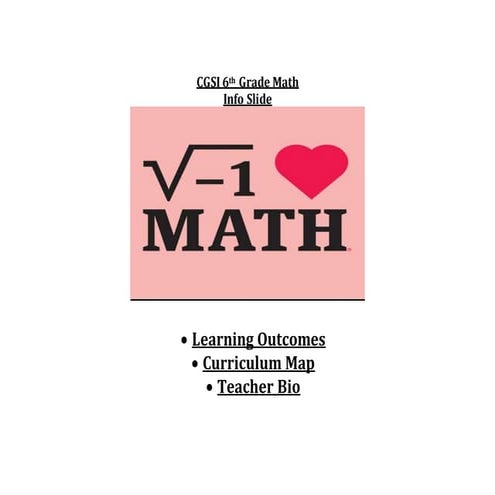 M.S. 442 Carroll Gardens School For Innovation 6th Grade Math Info Slide