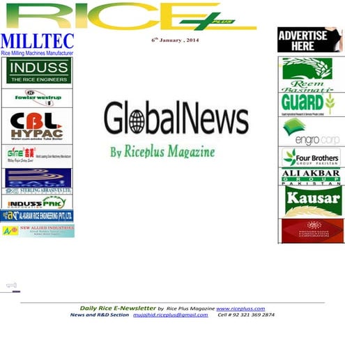 6th january,2013 oryza global rice  e newsletter by riceplus magazine