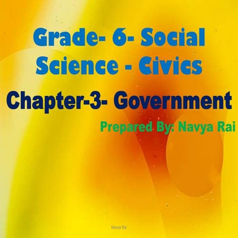 6th Std Social Science- Civics - ch 3. Government