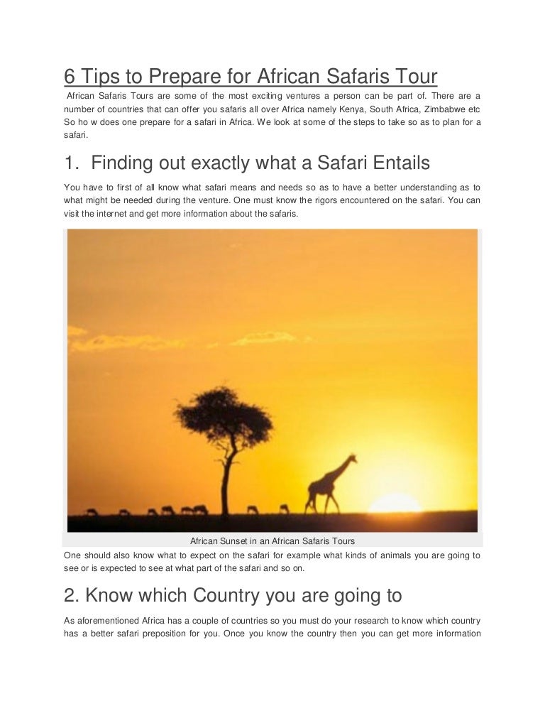 6 Tips to prepare for African safaris tour Kenya Safaris, Tanzania S…