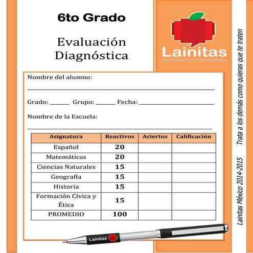 6to grado   evaluación diagnóstica (2014-2015)