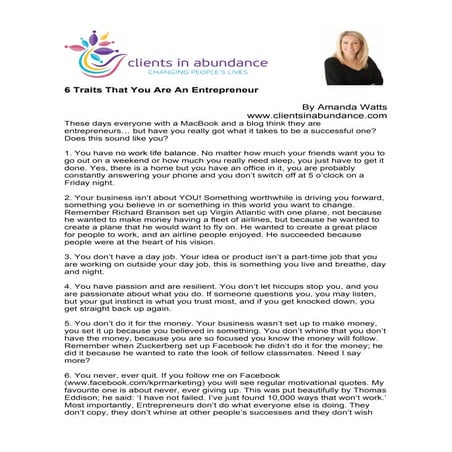 6 Traits That You Are An Entrepreneur