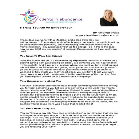 6 Traits You Are An Entrepreneur