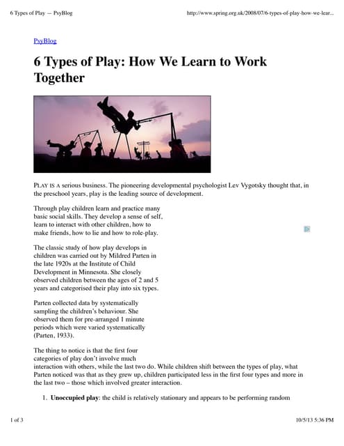 Parten’s stages of play | PPT
