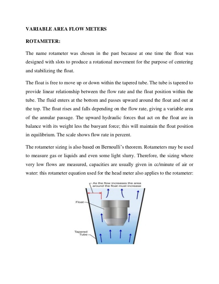 variable area flow meters