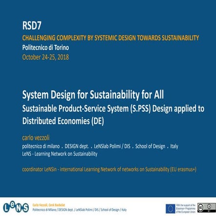 System Design for Sustainability for All. S.PSS Design applied to distributed economies