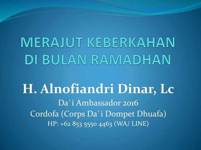 Merajut keberkahan di bulan ramadhan