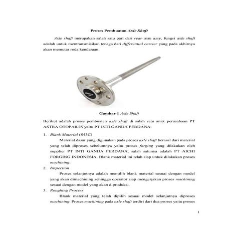 Pembuatan axle shaft