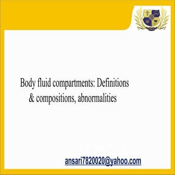 Renal physiology and body fluid compartment