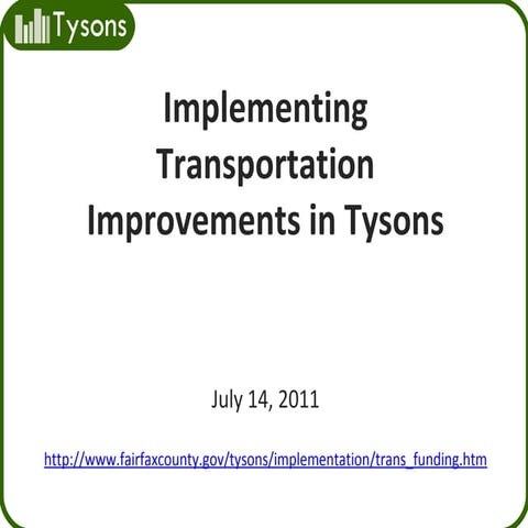 Implementing Transportation Improvements in Tysons