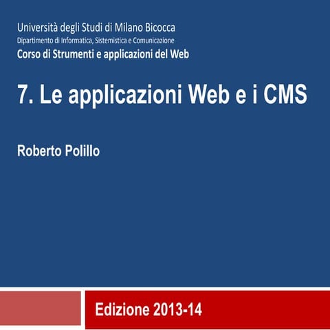 7. Applicazioni web e CMS