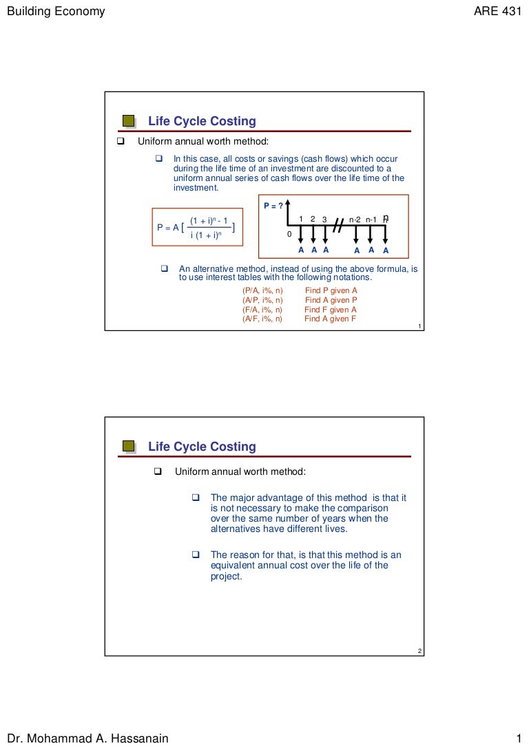 7.2 equivalent uniform annual cost method