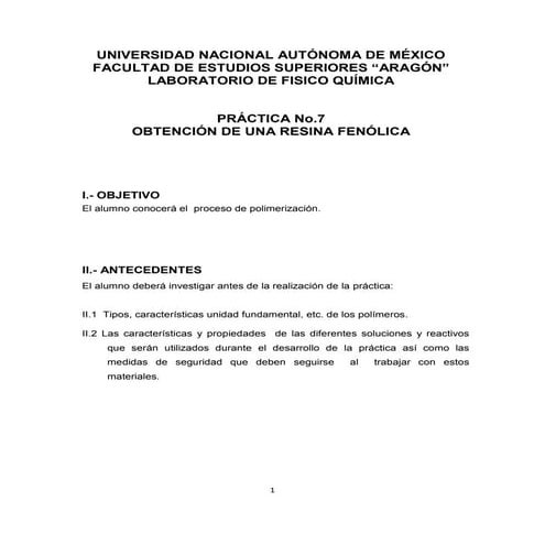  p7 obtencion de una resina fenólica