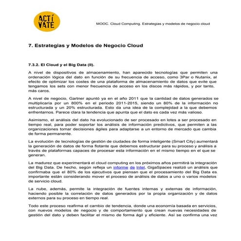 7.6 El Cloud y el Big Data (II).