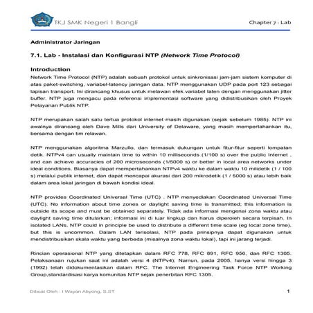 7.1 lab-instalasi dan konfigurasi ntp