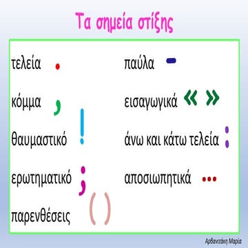 7.1. Τα σημεία στίξης - Καρτέλα