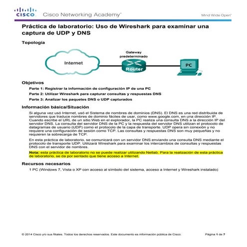 7.2.3.5 lab using wireshark to examine a udp dns capture | PDF