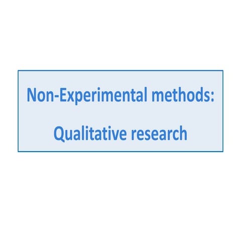 Non experimental methods
