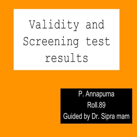 Validity and Screening Test
