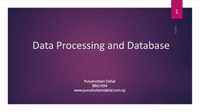 Data Processing and Database | PPT