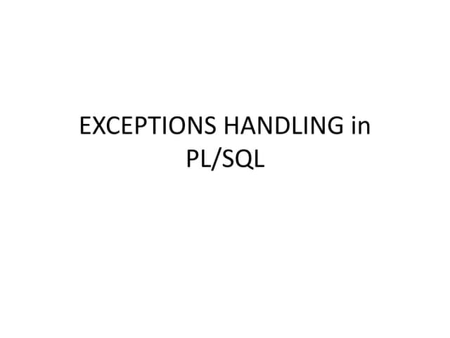 7. exceptions handling in pl