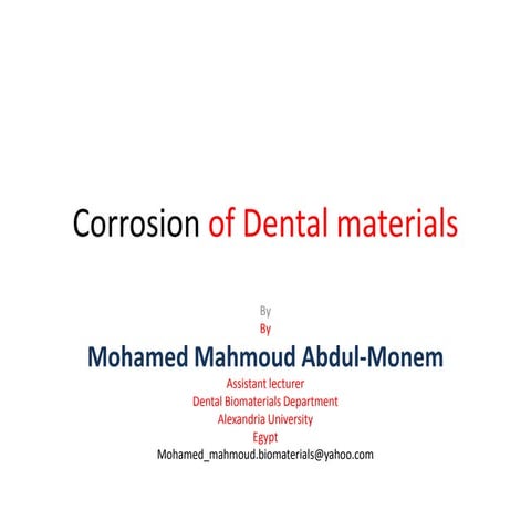 Corrosion of dental materials