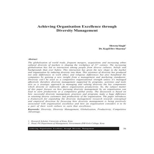 Achieving Organisation Excellence through Diversity Managment | PDF