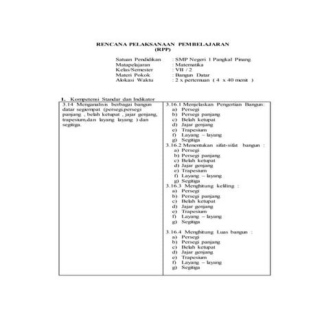 RPP Bangun Datar  