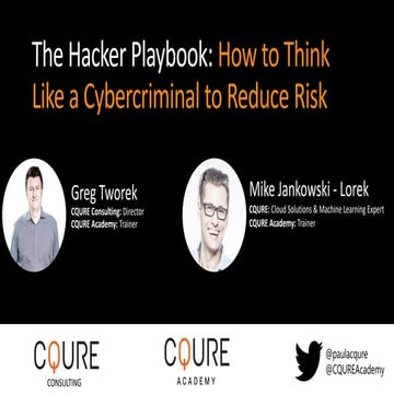 The Hacker Playbook: How to Think like a Cybercriminal to Reduce Risk