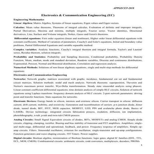 AP PGECET Electronics & Communication 2018 Syllabus