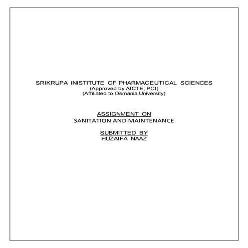 sanitation and maintenance 